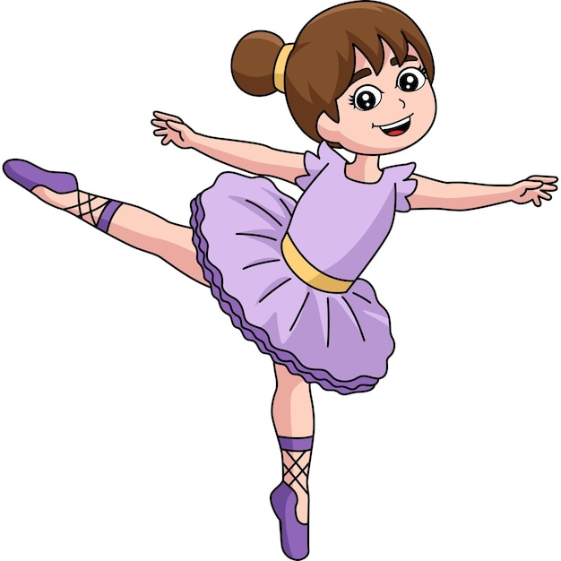 Dansende Ballerina Meisje Cartoon Gekleurde Clipart