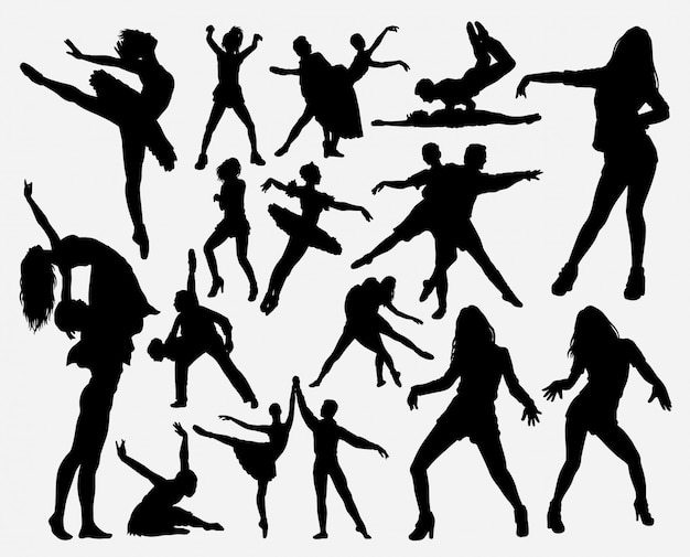 Dansende mannelijke en vrouwelijke silhouet