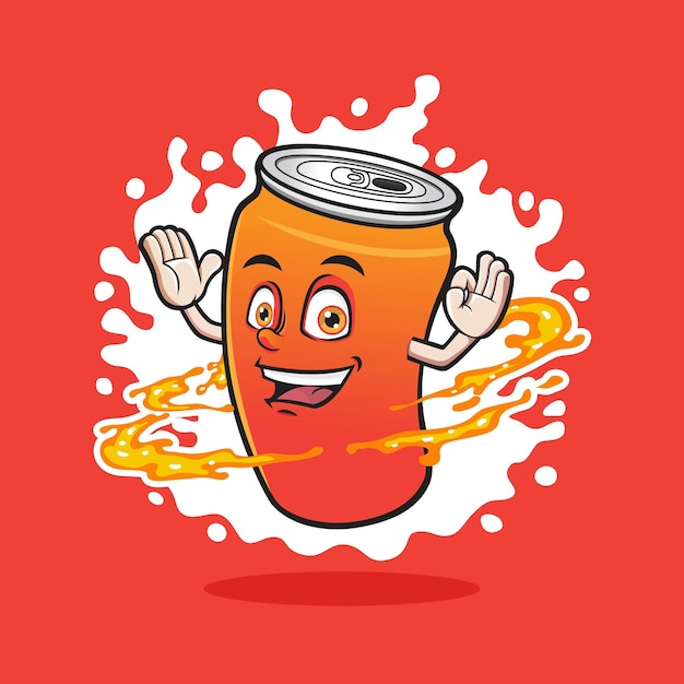 Vector dansende mascotte frisdrank blikjes vector ontwerp