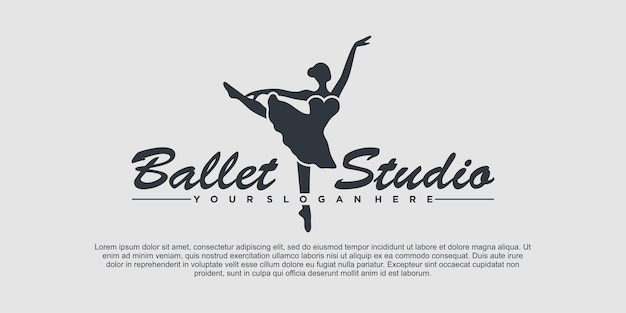 Danser ballet studio logo-ontwerp met creatieve vrouwenstijl Premium Vector Part 1