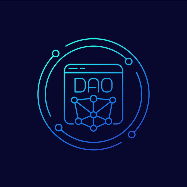 Vector dao icon decentralized autonomous organisation linear design