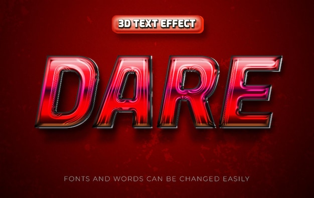 Dare red 3d редактируемый текстовый эффект