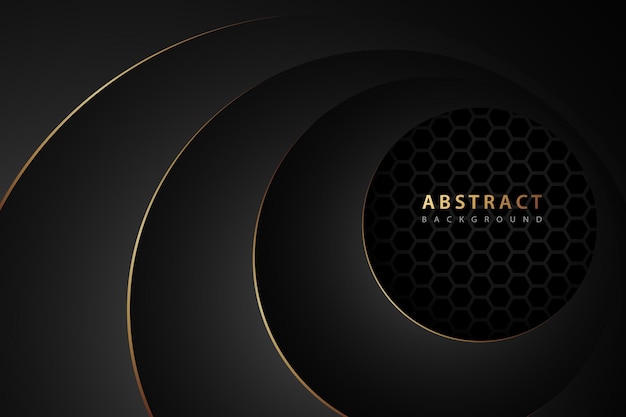 dark abstract background realistic gold striped circle hole pattern