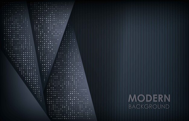 Vector dark abstract background with black overlap layers. texture with silver glitters dots element decoration