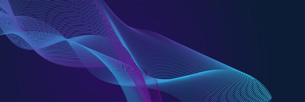 Dark abstract background with glowing wave Shiny moving lines design element Modern purple blue gradient flowing wave lines Futuristic technology concept Vector illustration