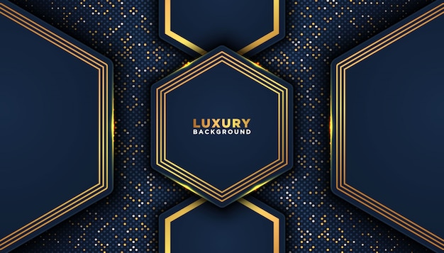 Dark abstract background with overlap layers. luxury design concept. golden glitters dots element decoration. luxury design concept.