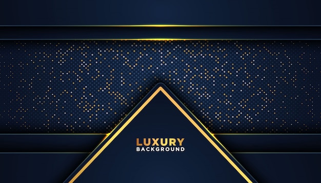 Dark abstract background with overlap layers. Luxury design concept. golden glitters dots