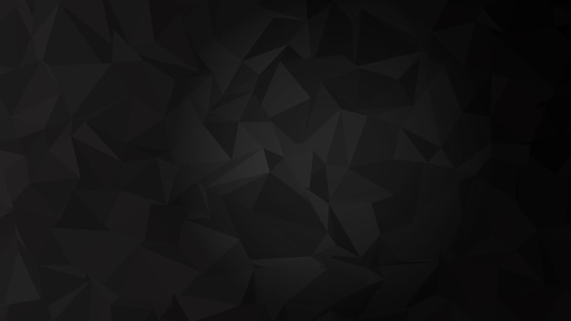 Темный абстрактный монохромный фон с текстурированным низкополигональным геометрическим эффектом треугольника