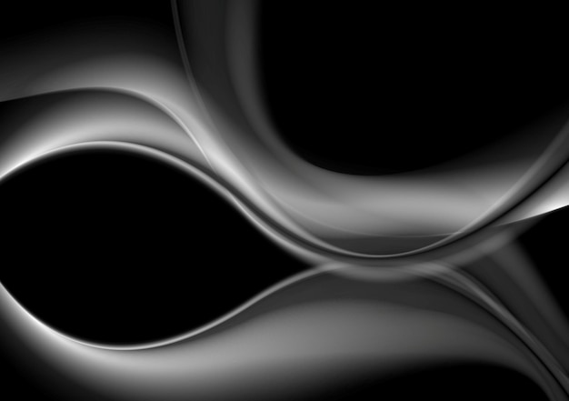 Dark abstract monochrome smooth waves background Vector graphic design illustration