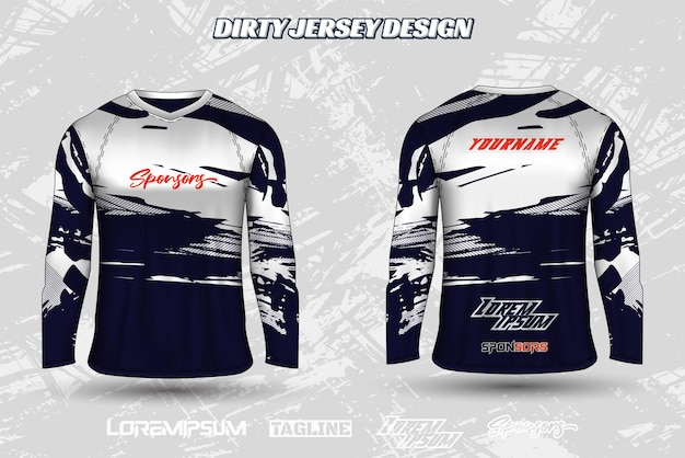 Design in jersey sportivo a maniche lunghe con texture astratta scura per le corse di gioco di calcio di motocross in bicicletta