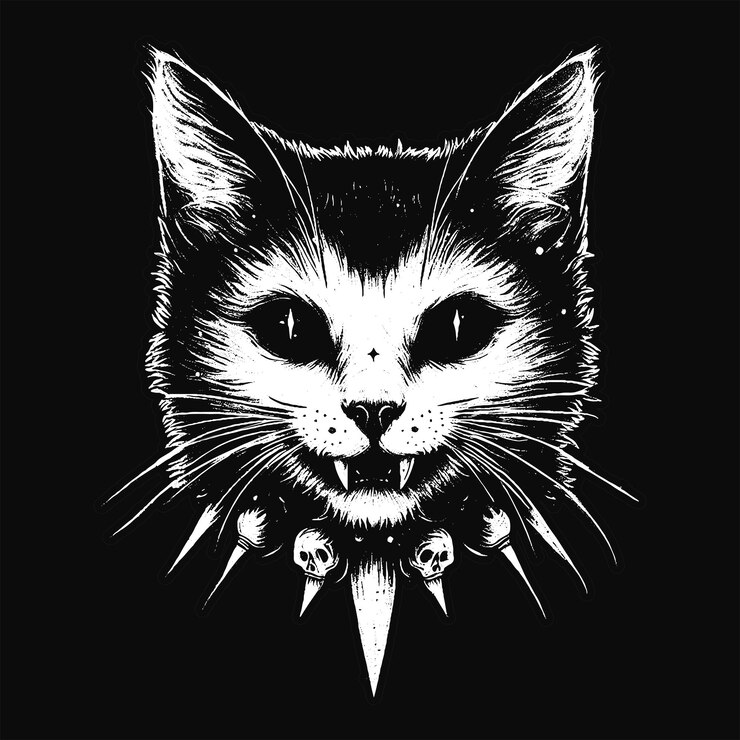 Vector dark art cats beast animal horror grunge skull vintage old school tattoo