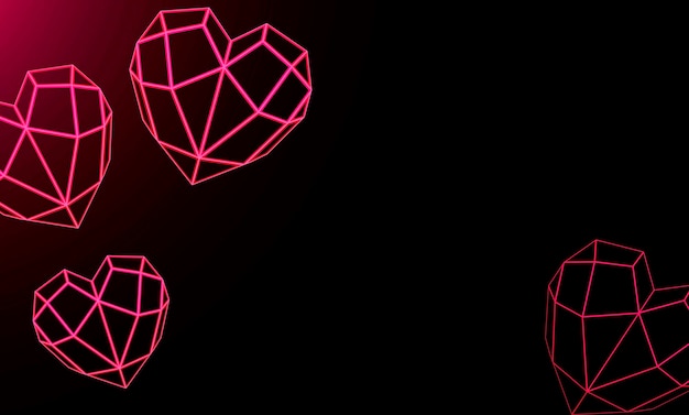 dark background geometric pink heart