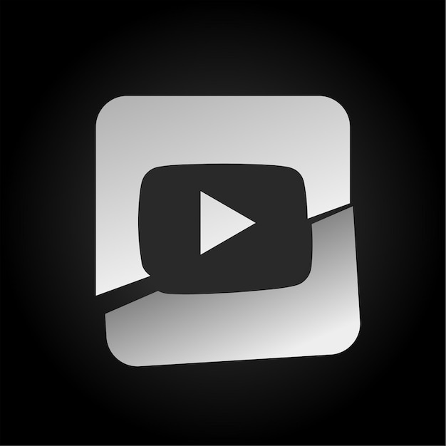 Темный фон с разрезанным эффектом иконы YouTube с современными визуальными эффектами