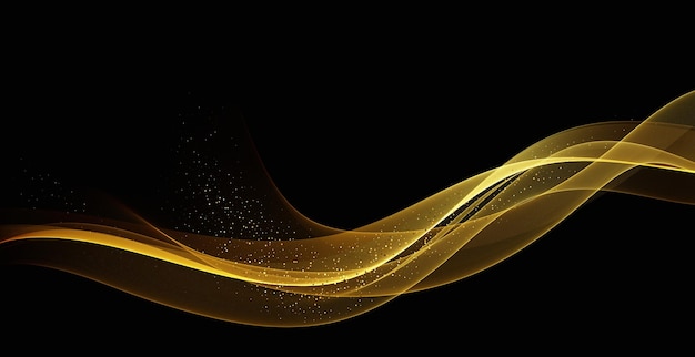 Dark background with gold abstract wavegold glitters