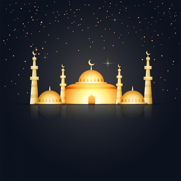 Dark background with golden mosque