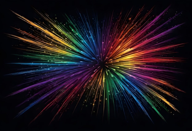 Vector a dark background with rainbows and stars