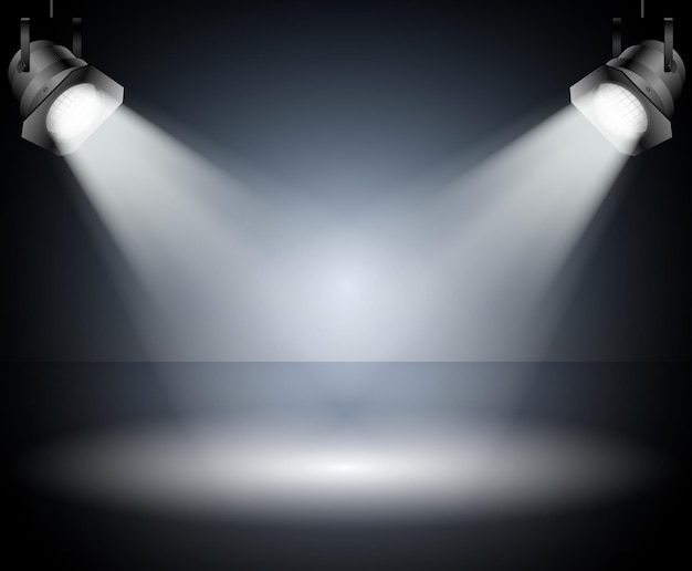 Vector dark background with spotlights