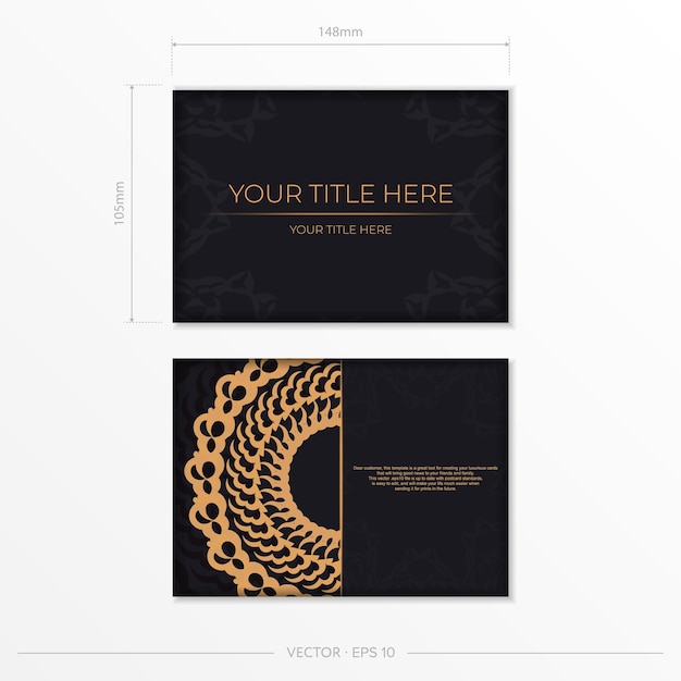 白いインドの装飾品とダークブラックゴールドの招待カードテンプレート。印刷やタイポグラフィの準備ができているエレガントでクラシックな要素。ベクトルイラスト。