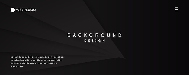 Dark black gradient geometric vector background banner