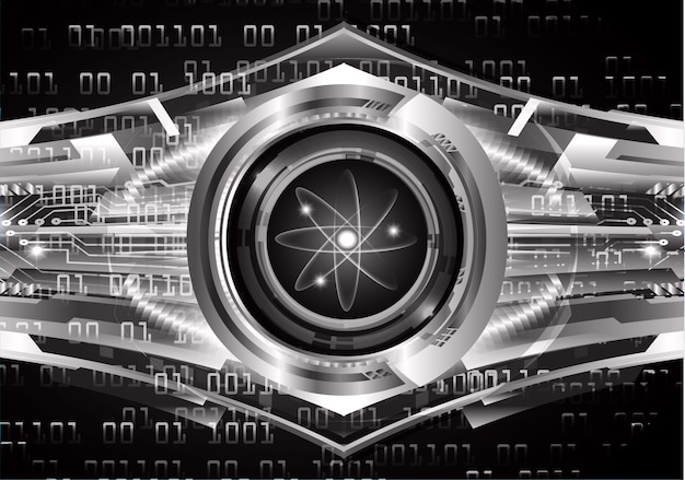 Dark black shining atom scheme. illustration.