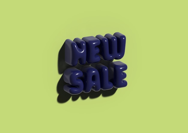 dark blue 3d text new sale on light green background