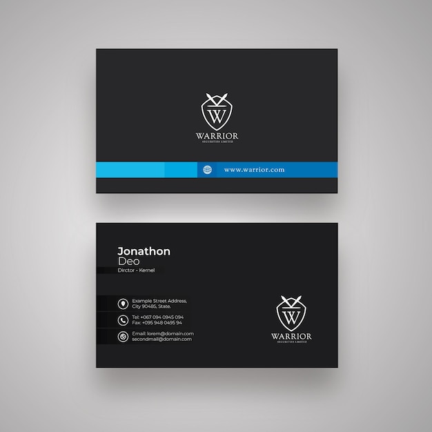 dark and blue accent business card