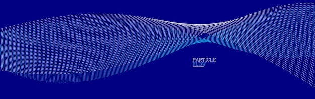 dark blue airy particles flow vector design abstract background with wave of flowing dots array digital futuristic illustration nano technology theme
