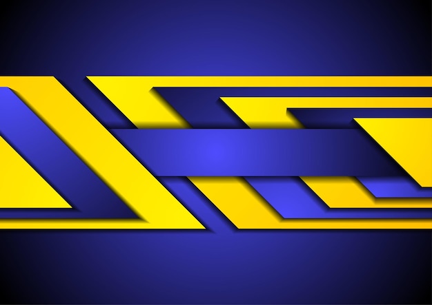 ベクトル 暗い青と黄色のハイテクの幾何学的な抽象的な背景
