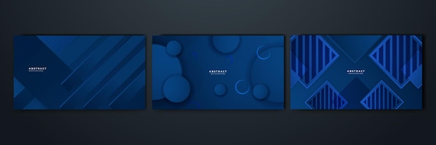 Темно-синий фон с абстрактными квадратными кругами, линиями, динамичной и спортивной концепцией баннера
