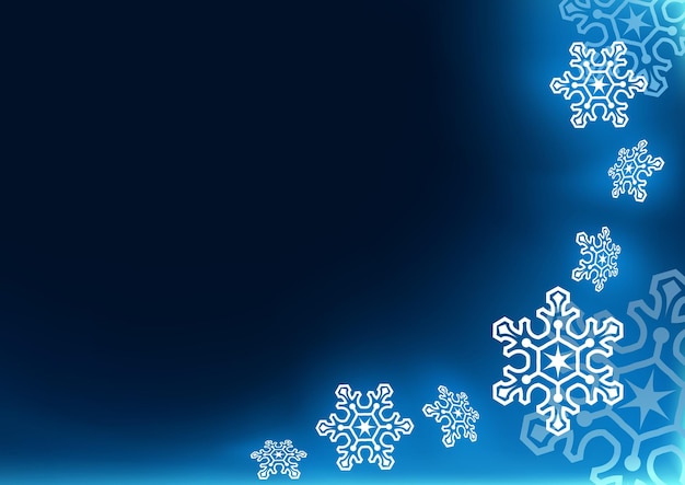 Dark Blue Background with a Border of Glowing Snowflakes