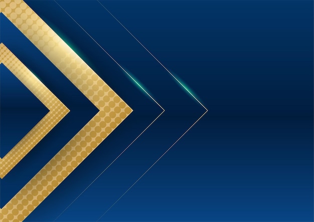 Dark blue background with gold shiny line elements for presentation background. abstract template dark blue luxury premium background with luxury geometric pattern and gold lighting lines