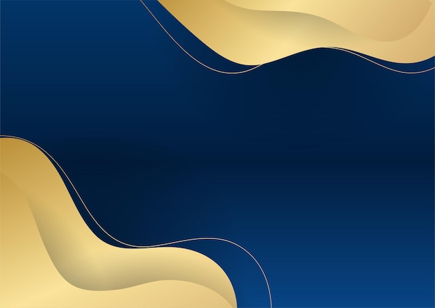 Vector dark blue background with gold shiny line elements for presentation background. abstract template dark blue luxury premium background with luxury geometric pattern and gold lighting lines