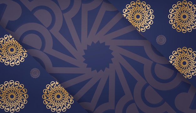 로고 아래 디자인을 위한 그리스 금 장신구가 있는 진한 파란색 배경