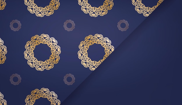 あなたのロゴやテキストの下にデザインのためのインドの金の装飾品と濃い青の背景