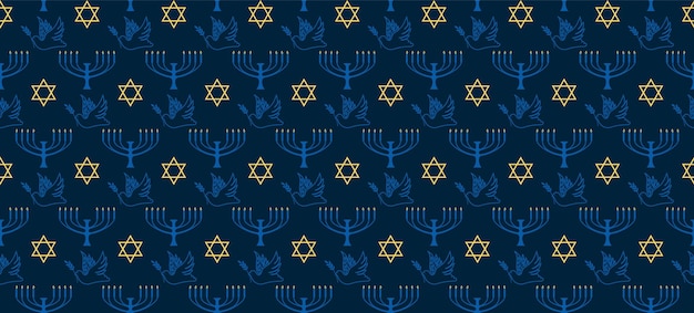 Vector a dark blue background with a menorah and a star of david