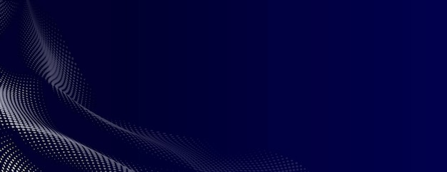 Dark blue background with a wave of dotted patterns Vector Halftone wave background