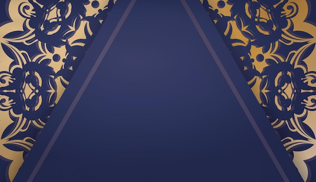 Dark blue banner template with abstract gold pattern and place under your logo