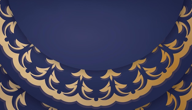 Dark blue banner template with greek gold ornaments and place for text