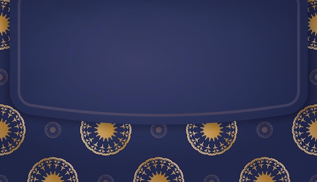 Dark blue banner template with indian gold ornaments for design under your text