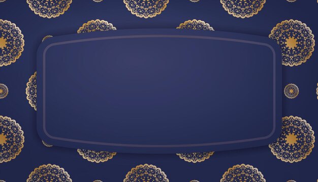 빈티지 골드 장식과 로고 또는 텍스트를 위한 공간이 있는 진한 파란색 배너 템플릿