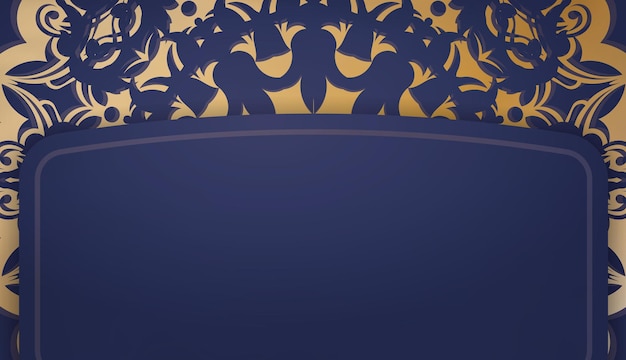 Dark blue banner template with vintage gold pattern and space for your logo