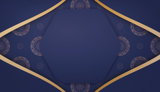 Dark blue banner with abstract gold ornament for design under your logo