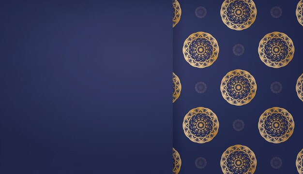 Dark blue banner with abstract gold ornament for logo design