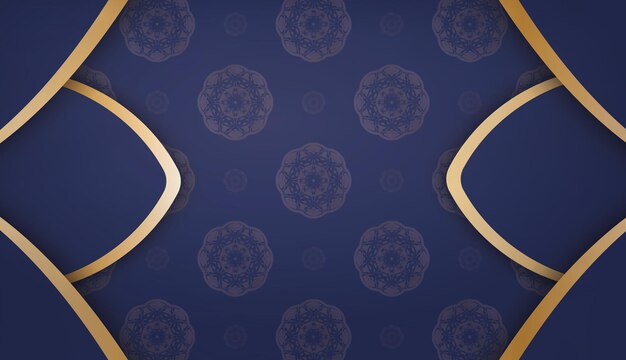 Dark blue banner with abstract gold ornaments and a place for your logo