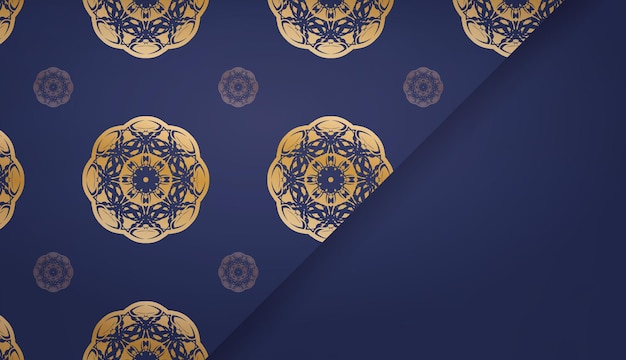 あなたのロゴの下のデザインのためのギリシャの金のパターンと濃い青のバナー