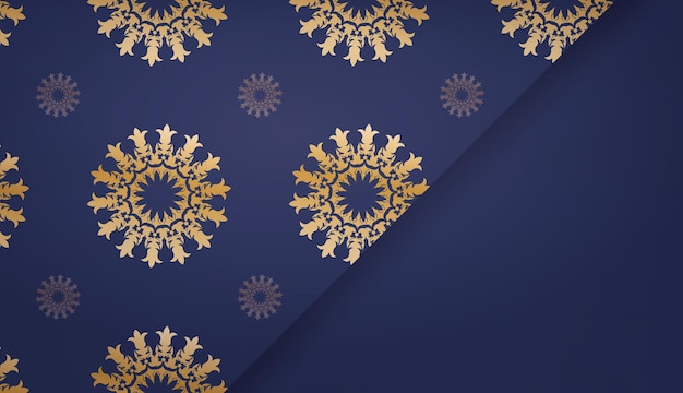 Темно-синий баннер с греческим золотым узором и место под текстом