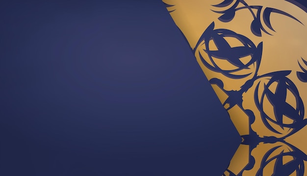 Dark blue banner with a mandala with gold ornaments and a place for the text