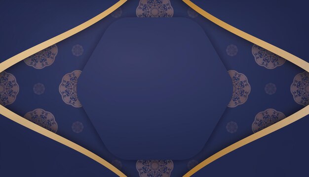 Dark blue banner with vintage gold ornament for design under the text