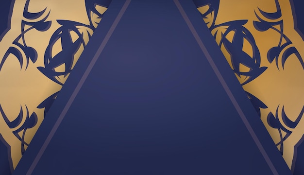 Dark blue banner with vintage gold ornamentation and space for text