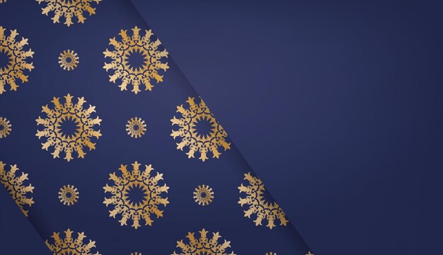 Dark blue banner with vintage gold ornaments and place for your text